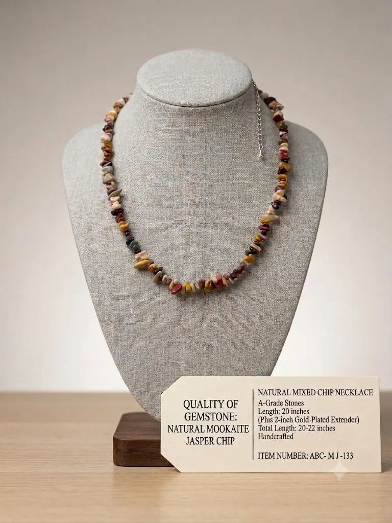 NATURAL MIXED CHIP NECKLACE, A-Grade Stones, Length 20-22 inches (adjustable), ABC-MJ-133